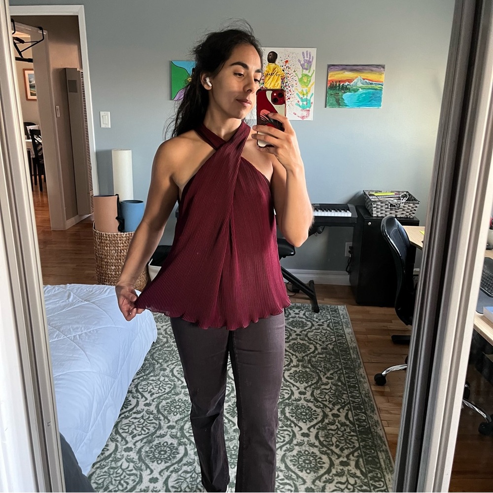 Deep Red Crossed Blouse